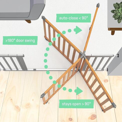 Summer Infant West End Safety Baby Gate, Dark Walnut Stained Wood with Charcoal Metal Frame – 30" Tall, Fits Openings up to 36" to 60" Wide, Baby and Pet Gate for Wide Spaces and Open Floor Plans in Saudi Arabia