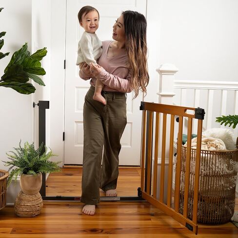 Summer Infant West End Safety Baby Gate, Dark Walnut Stained Wood with Charcoal Metal Frame – 30" Tall, Fits Openings up to 36" to 60" Wide, Baby and Pet Gate for Wide Spaces and Open Floor Plans in Saudi Arabia