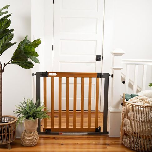 Summer Infant West End Safety Baby Gate, Dark Walnut Stained Wood with Charcoal Metal Frame – 30" Tall, Fits Openings up to 36" to 60" Wide, Baby and Pet Gate for Wide Spaces and Open Floor Plans in Saudi Arabia