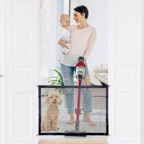 Dog Gates for The House,JG Baby Retractable Mesh Dog Gate,for No Drilling Portable Folding Child's Baby Gates Install Anywhere 3 Poles Avoid Pets from Passing Underneath 30'' X 39'', 3 Poles 8 Hooks in Saudi Arabia