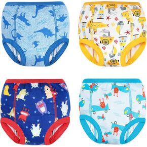 MooMoo Baby 4 Packs Training Underwear Absorbent Vehicle Potty Training Pants for Toddler Boys 2T-7T