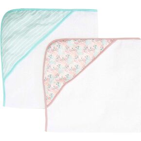Spasilk Baby 2 Pack Soft Terry Towel with Muslin Printed Hood