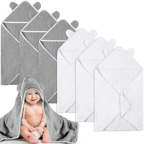 6 Pieces Baby Bath Towels 30 x 30 Inch Hooded Baby Towel Hooded Bath Blanket Absorbent Coral Fleece Hooded Baby Bath Shower Towel Gifts for Toddler Infant Newborn Shower Gift Supplies (Multicolor)