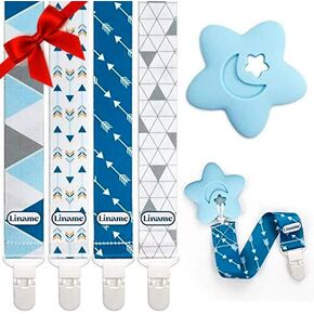 Liname Neutral Pacifier Clip with Teething Toy - 4 Pack Pacifier Clips for Boys & Girls - Binky Holder Soothie Paci Clip Binkie Clip - Unisex Pacifer Clip Baby Pacifier Clip and Pacifier Holder | Binky holder, soothie paci clip & binkie clip – unisex baby in Kuwait