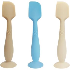 3 Pack Baby Diaper Cream Spatula Applicator, Soft Silicone Butt paste Spatula Diaper Cream Brush with Suction Cup Base (Cyan, Pink, Green)