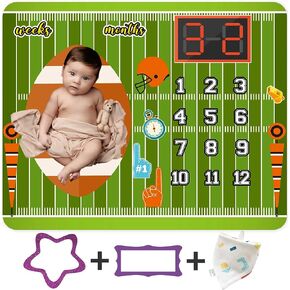KIKIDOR Rugby Sports Theme Baby Monthly Milestone Blanket Ball Cap Scorer New Baby Photo Props Newborn Mom Gift for Baby Shower Party Decor Capture Baby Growth Chart Flag Blanket 48x40 inch BTZYKI83 in Kuwait