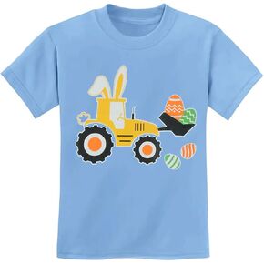 DDSOL Easter Bunny Shirt for Toddler Boys Girls Eggs Hunts Tractor T-Shirts Kids Eggs-cavator Tees in Saudi Arabia
