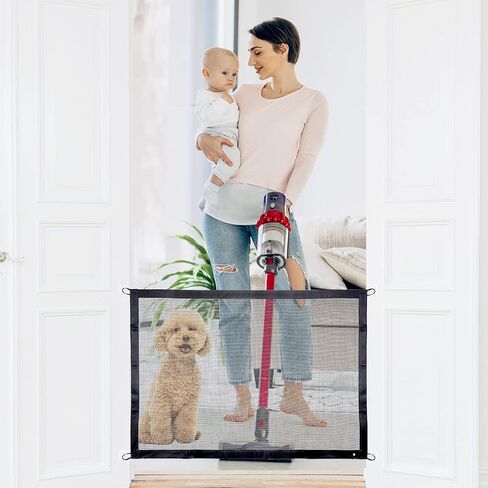 بوابات للكلاب للمنزل، بوابة كلب شبكية قابلة للسحب من JG Baby، بدون حفر، بوابات أطفال محمولة قابلة للطي يتم تركيبها في أي مكان، 3 أقطاب لتجنب مرور الحيوانات الأليفة تحت 30 بوصة × 39 بوصة، 3 أقطاب و8 خطافات in Saudi Arabia