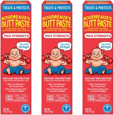 Boudreaux's Butt Paste Maximum Strength Diaper Rash Cream, Ointment for Baby, 4 oz. Tube, (Pack of 3) in Saudi Arabia