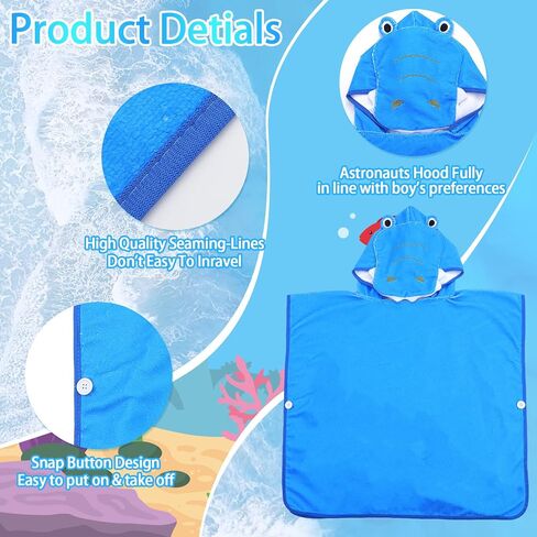2 Pcs Baby Beach Towel Toddler Beach Towel Hooded Bath Towels for Toddlers Baby Boy Towels Hooded for Babies Toddlers Bathroom Beach Swimming Pool Sport Travel (0-4 Years) in Saudi Arabia