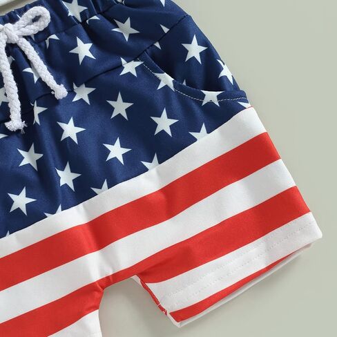 Baby Boy 4th of July Outfit Short Sleeve Letter Print T-Shirt + American Flag Shorts Set Fourth of July USA Clothes in Saudi Arabia