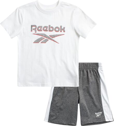 Reebok Boys' Active Shorts Set - 2 Pack Short Sleeve Performance Dry Fit T-Shirt and Gym Shorts (Toddler/Boys) in Saudi Arabia