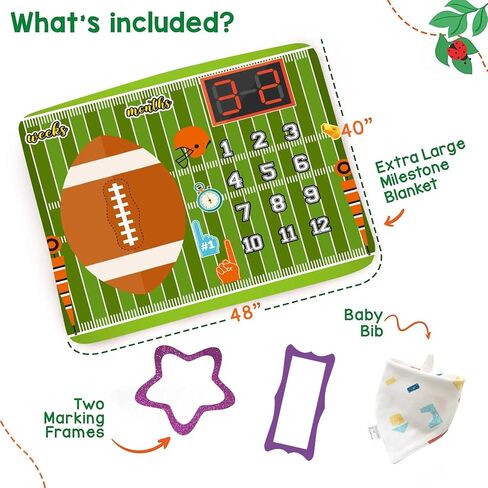 KIKIDOR Rugby Sports Theme Baby Monthly Milestone Blanket Ball Cap Scorer New Baby Photo Props Newborn Mom Gift for Baby Shower Party Decor Capture Baby Growth Chart Flag Blanket 48x40 inch BTZYKI83 in Kuwait