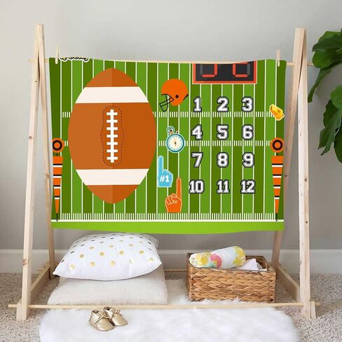 KIKIDOR Rugby Sports Theme Baby Monthly Milestone Blanket Ball Cap Scorer New Baby Photo Props Newborn Mom Gift for Baby Shower Party Decor Capture Baby Growth Chart Flag Blanket 48x40 inch BTZYKI83 in Kuwait