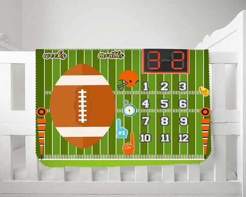 KIKIDOR Rugby Sports Theme Baby Monthly Milestone Blanket Ball Cap Scorer New Baby Photo Props Newborn Mom Gift for Baby Shower Party Decor Capture Baby Growth Chart Flag Blanket 48x40 inch BTZYKI83 in Kuwait