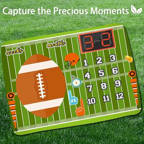 KIKIDOR Rugby Sports Theme Baby Monthly Milestone Blanket Ball Cap Scorer New Baby Photo Props Newborn Mom Gift for Baby Shower Party Decor Capture Baby Growth Chart Flag Blanket 48x40 inch BTZYKI83 in Kuwait