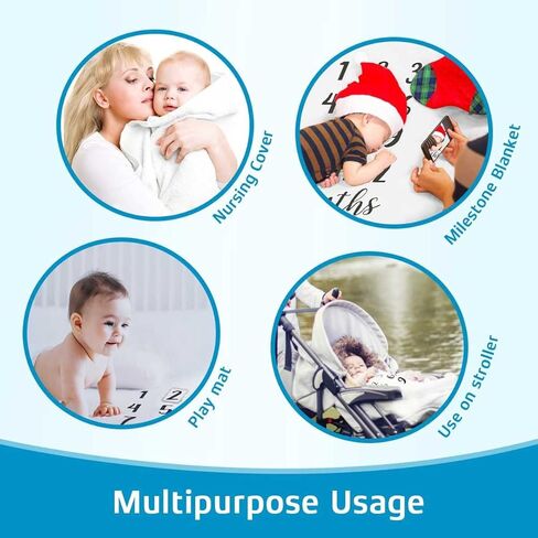 KIKIDOR Rugby Sports Theme Baby Monthly Milestone Blanket Ball Cap Scorer New Baby Photo Props Newborn Mom Gift for Baby Shower Party Decor Capture Baby Growth Chart Flag Blanket 48x40 inch BTZYKI83 in Kuwait