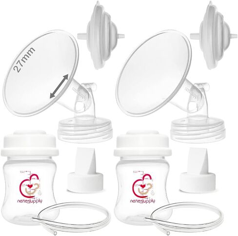 Nenesupply Handsfree Wearable Breast Milk Collection Cups Compatible with Spectra S1 S2 Baby Buddha Momcozy V1 Lansinoh Pumps 24mm Silicone Flanges Replacement for Spectra Pump Parts 19mm 21mm inserts in Saudi Arabia