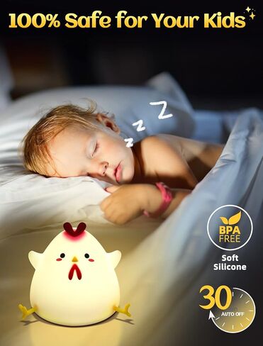 Rayki Chick ضوء ليلي للأطفال، USB قابل لإعادة الشحن 7 ألوان للتحكم في الصنبور وأضواء ليلية من السيليكون وأضواء ليلية لطيفة وإضاءة LED لتزيين الغرفة ومصباح مكتبي هدايا للمراهقات والبنات والأولاد والأطفال الصغار in Kuwait