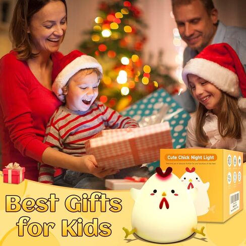 Rayki Chick ضوء ليلي للأطفال، USB قابل لإعادة الشحن 7 ألوان للتحكم في الصنبور وأضواء ليلية من السيليكون وأضواء ليلية لطيفة وإضاءة LED لتزيين الغرفة ومصباح مكتبي هدايا للمراهقات والبنات والأولاد والأطفال الصغار in Kuwait