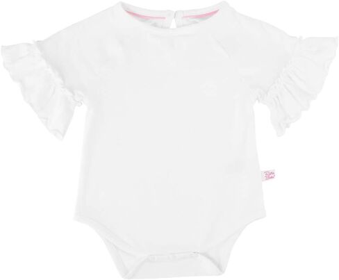 RuffleButts® Baby/Toddler Girls White Ruffle Sleeve Bodysuit - 0-3m in Saudi Arabia