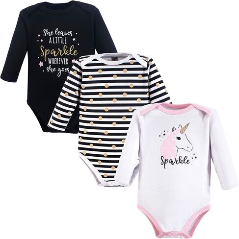 Hudson Baby Unisex Baby Cotton Long-sleeve Bodysuits, Sparkle Unicorn, 18-24 Months in Kuwait