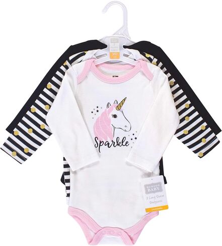 Hudson Baby Unisex Baby Cotton Long-sleeve Bodysuits, Sparkle Unicorn, 18-24 Months in Kuwait