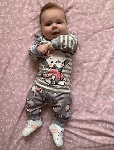 Eghunooy Baby Girls Clothes Set 2 Piece Long Sleeve Cartoon Pattern Infant Outfits in Kuwait