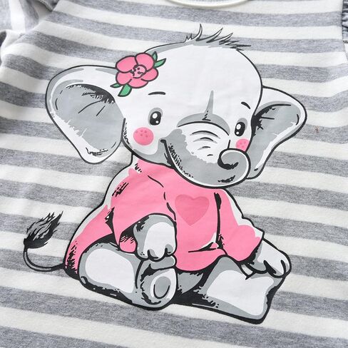 Eghunooy Baby Girls Clothes Set 2 Piece Long Sleeve Cartoon Pattern Infant Outfits in Kuwait