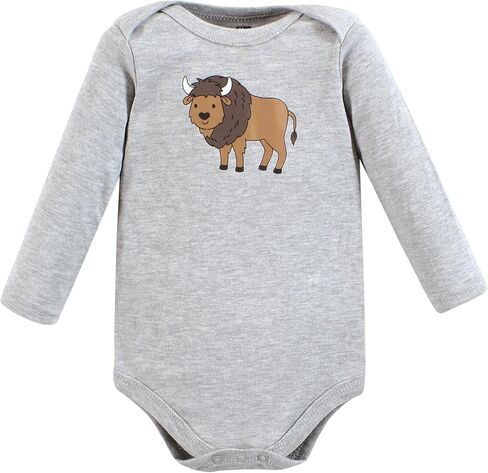 Hudson Baby Unisex Baby Cotton Long-Sleeve Bodysuits, Wild Buffalo 7-Pack, 18-24 Months in Saudi Arabia