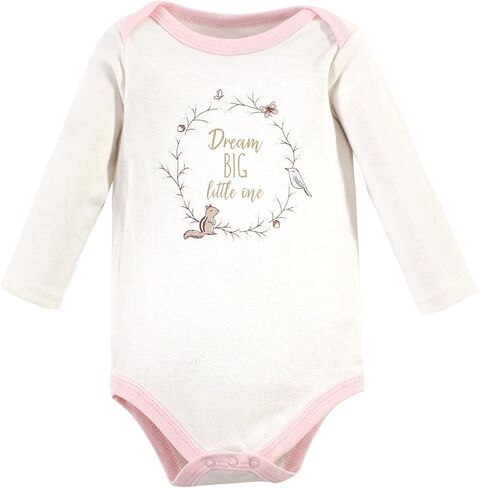 Hudson Baby Unisex Baby Cotton Long-Sleeve Bodysuits, Enchanted Forest Dream, 3-6 Months in Kuwait