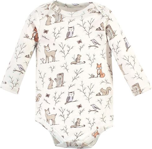 Hudson Baby Unisex Baby Cotton Long-Sleeve Bodysuits, Enchanted Forest Dream, 3-6 Months in Kuwait