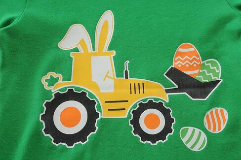 DDSOL Easter Bunny Shirt for Toddler Boys Girls Eggs Hunts Tractor T-Shirts Kids Eggs-cavator Tees in Kuwait