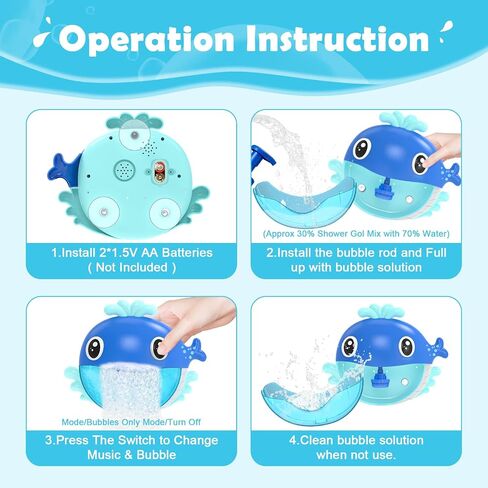 Bath Toys, Bath Bubble Maker, Bathtub Bubble Machine Whale, Bath Time Toys for Toddlers, 1000+ Bubbles Per Minute, 12 Children’s Songs, Baby Shower Toy, Gift for Kid Boy Girl in Saudi Arabia