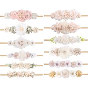 Toptim Baby Floral مع عصابات رأس من النايلون للفتيات حديثي الولادة (B- 6Pack) in Kuwait