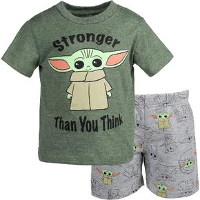 STAR WARS The Mandalorian The Child T-Shirt and French Terry Shorts Outfit Set Infant to Big Kid