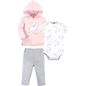 Hudson Baby Unisex Baby Cotton Hoodie, Bodysuit or Tee Top and Pant Set in Kuwait