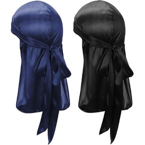 Century Star Kids Silky Satin Durags Head Wrap Silk Durag for Baby Boy Girls Wave Cap Wide Strap Long Tail Turban Beanies