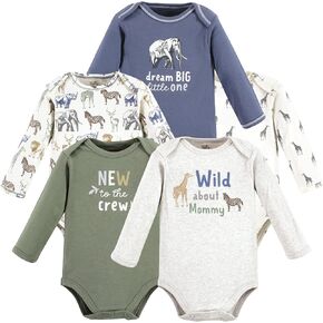 Touched by Nature Unisex Baby Organic Cotton Long-Sleeve Bodysuits, Boy Safari, 12-18 Months in Saudi Arabia