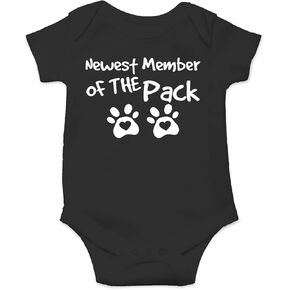 Funnwear Newest Member of The Pack - My Siblings Have Paws - Funny Cute Infant Boy Girl Romper, One-Piece Bodysuit
