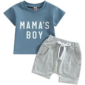 Summer Baby Boy Clothes Letter Print Short Sleeve T-Shirt Tops and Shorts Set Cute Baby Outfit for Boys in Saudi Arabia