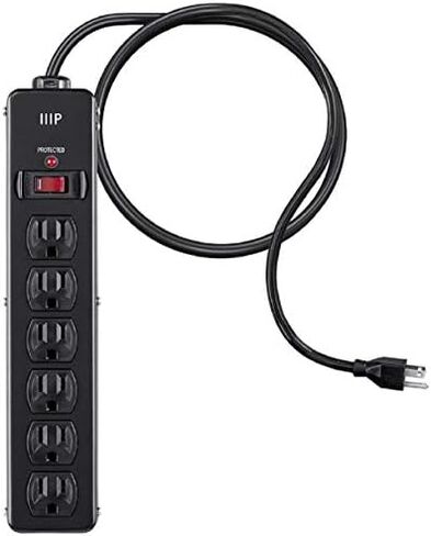 Monoprice Heavy Duty Metal Surge Protector - 4 Outlet Power Strip, 180 Joules, UL Certified, 6 Feet Cable, Black in Kuwait