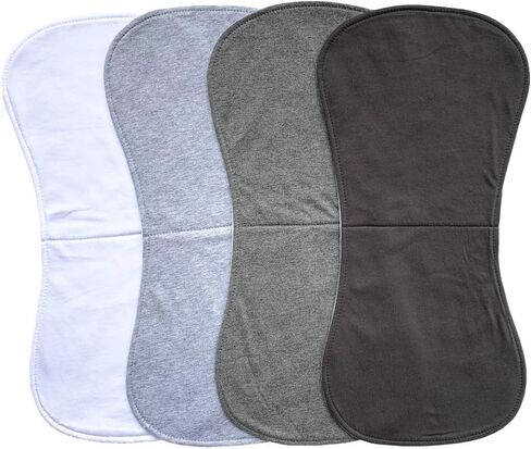 ملابس تجشؤ للأطفال، مقاس كبير، ثلاث طبقات، قدرة فائقة على الامتصاص والسميك، 4 حزم، رمادي غامق رمادي فاتح وأبيض in Kuwait