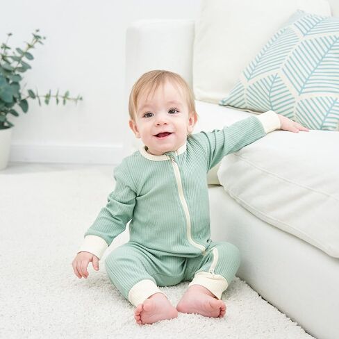 Bafeicao Unisex Baby Boy Girl 2 Pack Rompers Long Sleeve Two Way Zipper Romper One Piece Jumpsuits Clothes Sets in Kuwait