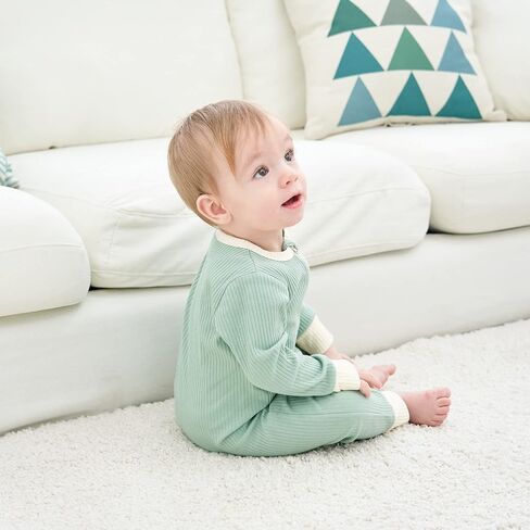 Bafeicao Unisex Baby Boy Girl 2 Pack Rompers Long Sleeve Two Way Zipper Romper One Piece Jumpsuits Clothes Sets in Kuwait