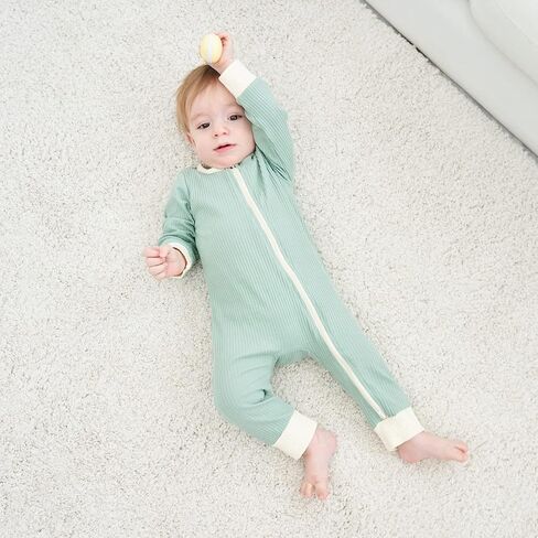 Bafeicao Unisex Baby Boy Girl 2 Pack Rompers Long Sleeve Two Way Zipper Romper One Piece Jumpsuits Clothes Sets in Kuwait