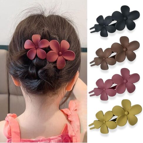 مشابك شعر على شكل زهرة، مشابك مخلب شعر للنساء، مشابك شعر فرنسية، إكسسوارات أنيقة لتصفيف الشعر، دبابيس شعر لحفلات الزفاف، 4 قطع in Kuwait