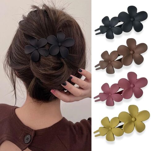 مشابك شعر على شكل زهرة، مشابك مخلب شعر للنساء، مشابك شعر فرنسية، إكسسوارات أنيقة لتصفيف الشعر، دبابيس شعر لحفلات الزفاف، 4 قطع in Kuwait