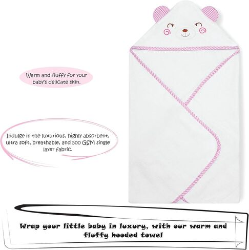 Sasa & Jojo ultra soft bamboo & cotton baby hooded towel – Luxurious and durable for newborn, infants, toddlers, boys, and girls – Super absorbent, generously large size 31.5" x 31.5"(white and black) in Saudi Arabia