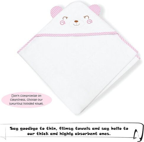 Sasa & Jojo ultra soft bamboo & cotton baby hooded towel – Luxurious and durable for newborn, infants, toddlers, boys, and girls – Super absorbent, generously large size 31.5" x 31.5"(white and black) in Saudi Arabia